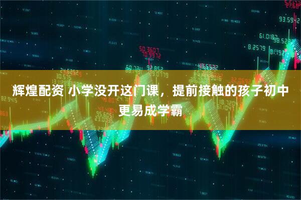 辉煌配资 小学没开这门课，提前接触的孩子初中更易成学霸